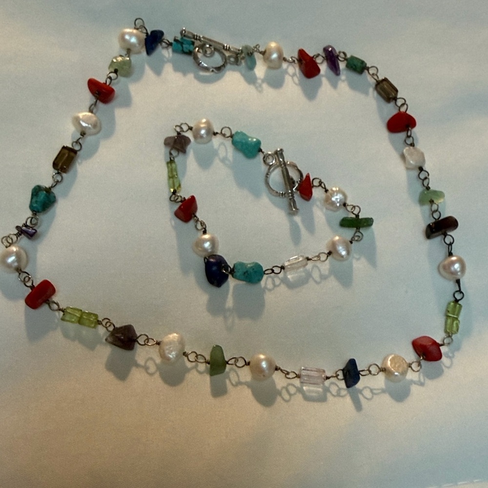 Silpada Multicolor Bead Necklace & Bracelet Set Toggle Closure Fun for Summer